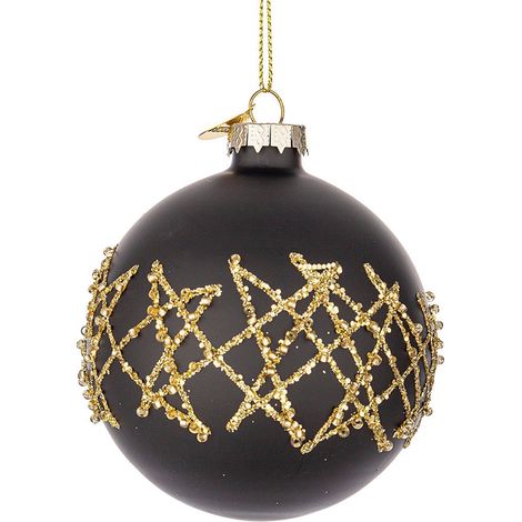 Pallina di Natale in vetro nera e oro Ø8 cm