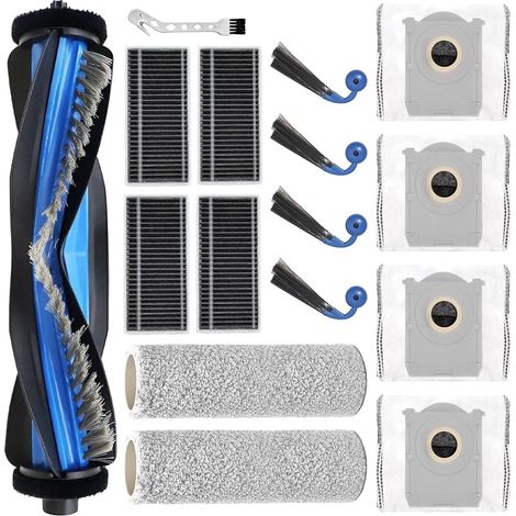 FOREHILL accessoires pour Ecovacs Deebot X9 Pro Omni / X9 OMNI / X9 Pro pice de rechange pour aspirateur, 1 brosse principale,2 rouleaux de chiffons,4 sacs poussire 4 brosses latrales,4 filtres (1/5)