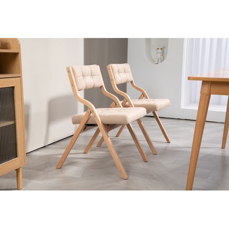 Chaise pliante en bois avec coussin rembourré, lot de 2, couleur kaki (1/5)