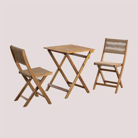 SKLUM Delawer Classic Klapp-Gartentisch und 2 Stühle Set Braun Weizen