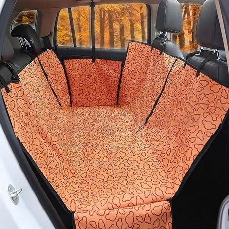 Doppellagige, wasserdichte Hängematte mit Print für Hunde, Autositzbezug/Matte für die Rückbank (orange) (1/2)