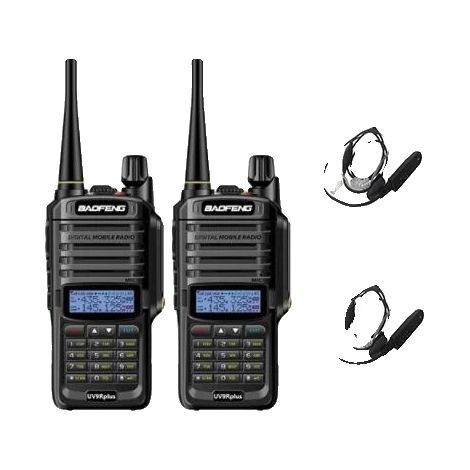 Talkie-walkie Baofeng UV-9R Plus, étanche IP67, communication longue portée, avec oreillette à tube d'air.-AquaForge (1/2)