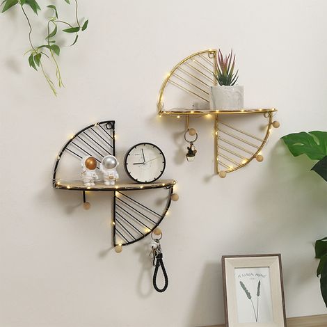 Étagère murale ronde simple, multifonctionnelle, style géométrique, pour le rangement dans la chambre à coucher. (1/5)