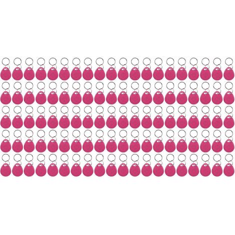 100 porte-clés RFID, étanches 125 kHz, étiquettes de cartes d'identification de proximité sensibles, adaptées aux systèmes de contrôle d'accès, roses. (1/4)