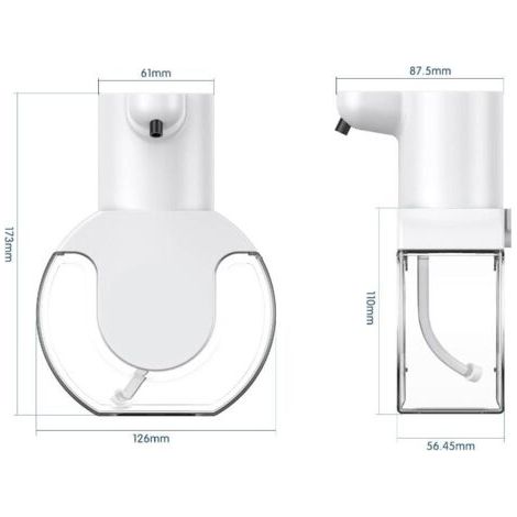 Dispensador automático de jabón de 430 ml con 4 niveles ajustables, recargable por USB, de montaje en pared, dispensador eléctrico de jabón en espuma para baño, cocina, oficina y escuela. (1/4)
