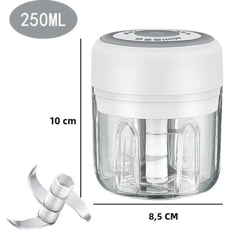 Elektrischer Mini-Fleischwolf, Knoblauch- und Fleischwolf, Gemüse- und Obstzerkleinerer, USB-Anschluss, 100 ml, Küchengerät (1/5)