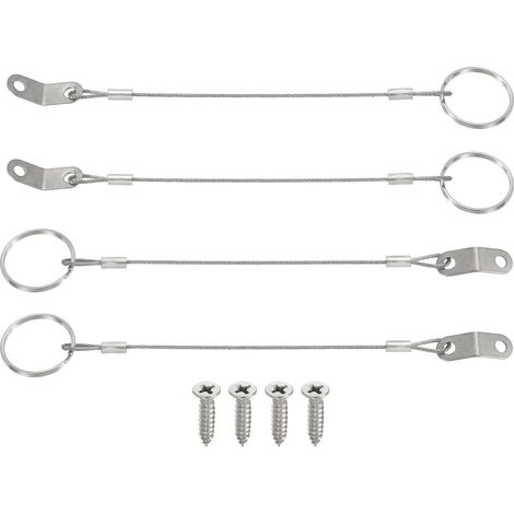 Pack Of 4 Lanyard Cable Safety Tether Wire 6 Inch Silver (1/5)