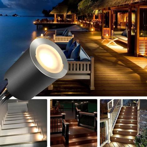 Lot de 8 spots LED encastrables - 12 V - Blanc chaud - IP67 - Étanche -1 W - Diamètre : 32 mm - Pour l'intérieur et l'extérieur - 2800 K - Blanc chaud (1/5)