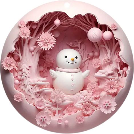 Guirlande Acrylique Ronde - Décoration Arbre De Noël - Motif Renne Plat - Pour Intérieur Extérieur Voiture - Lot De 6 (1/5)