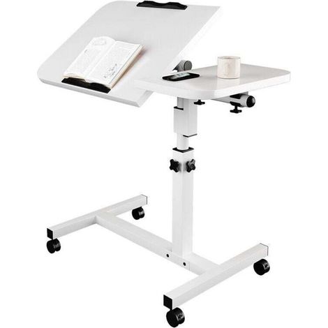 Table d'Appoint Pliante Roulante avec Roulettes Bureau Informatique et Gaming Blanc 40x60cm (1/4)