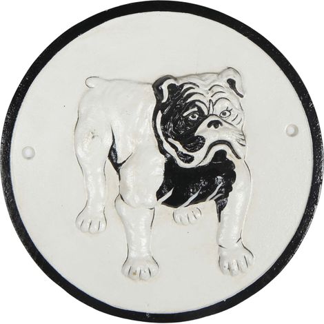 Perro bulldog en una placa ovalada de hierro fundido - Decoración colgante (1/5)