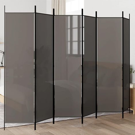 6-tlg. Paravent Anthrazit 300x200 cm Stoff