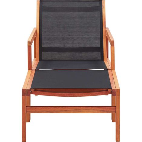 Chaise de jardin Chaise d'extérieur et repose-pied Eucalyptus solide et textilène (1/5)