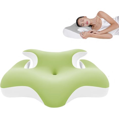 Oreiller cervical en mousse à mémoire de forme pour un sommeil réparateur, taie d'oreiller respirante et rafraîchissante (verte)-AquaForge (1/5)