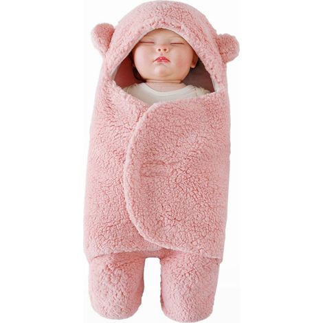 Lange bébé en polyester et laine motif dessin animé doux peau amicale sac de couchage rose 70cm (1/5)