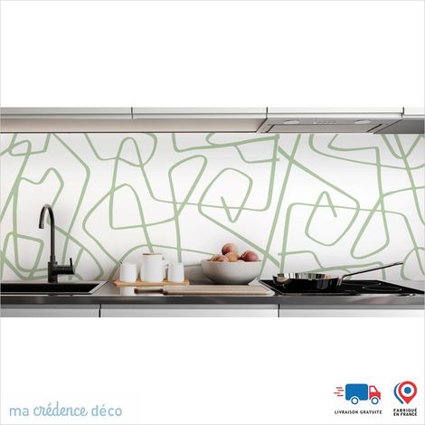 Crédence : Lignes fluides - Couleur Vert blanc - Alu composite - 60 - 120 (1/3)