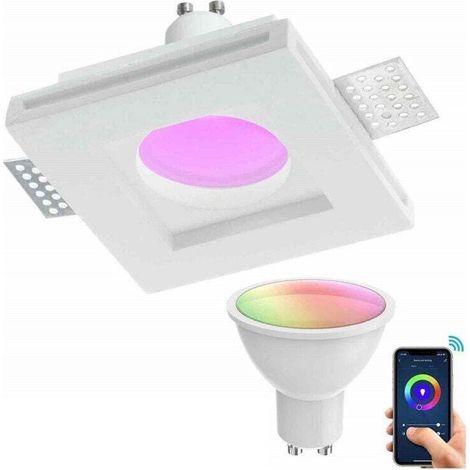 Faretto Slim Gesso Smart Led Gu10 Wifi Incasso Quadrato Rgb Cct Alexa Google 10x10cm - (1/4)