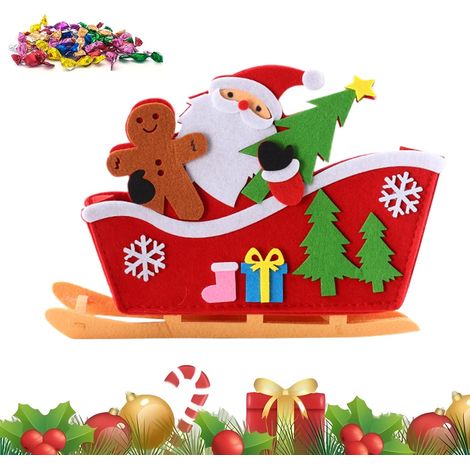 Figurines de Noël - Statue de Table de Traîneau du Père Noël  Décoration de,Boîte à Bonbons de Fête pour Appui de Fenêtre Bureau Chambre Anniversaire Magasin Étagère - Étagère (1/5)