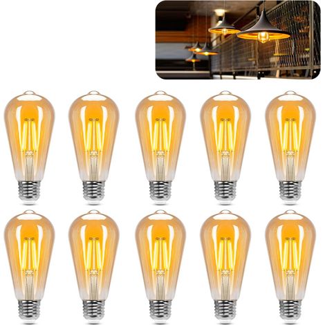 Ampoules LED E27 ST64 Vintage 4W Lumière Chaude (Pack de 10 unités)