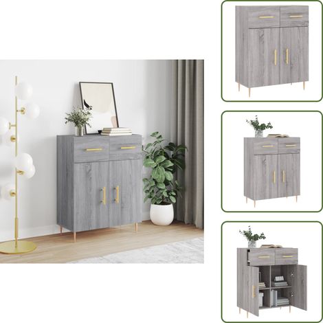 Sideboard Grau Sonoma 69,5x34x90 cm Holzwerkstoff - Sideboard - Wohnzimmermöbel - Holzmöbel - Grau - Modernes Design (1/5)