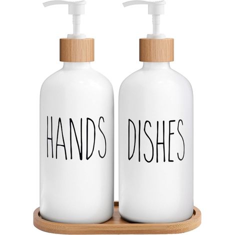 Lot de 2 distributeurs en verre blanc pour bain et douche (1/5)