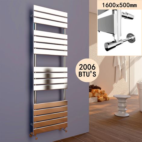 ELEGANT 1600 x 500 Chrome Heated Towel Rail Radiator Flat Panel