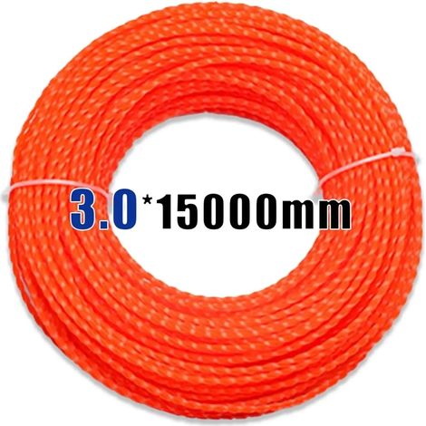 (Spiral 3,0 mm 15 m) Corde de coupe en nylon pour débroussailleuse et coupe-bordures, accessoire pour tondeuse à gazon (1/4)