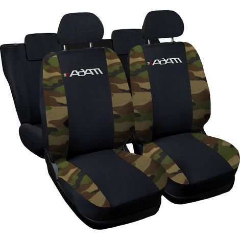 Lupex shop - Coprisedili Auto Compatibili per Adam, Made In Italy, anteriori e posteriori con copri poggiatesta incluso, tessuto poliestere, Nero - Mimetico Classico