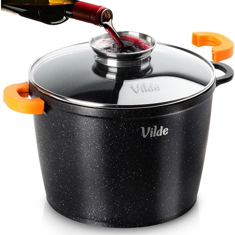 Pentola in granito con coperchio in vetro, 24 cm, capacità 6,7 l