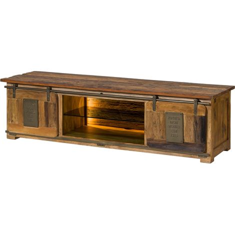 TV-Board Mango / Altholz natur lackiert 180x55x50 cm montiert RAILWAY LIMITED 130 (1/3)