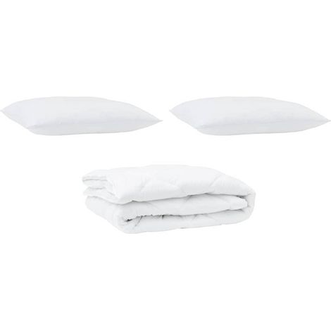 Couette avec oreiller 3 pcs,Duvet Blanc Microfibre CFW65521