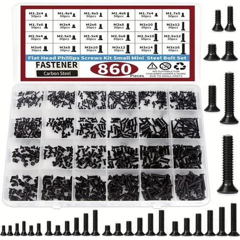 Kit de 860 mini vis pour ordinateur - vis pour lunettes M1.2/1.4/1.7/2/2.3 (1/3)