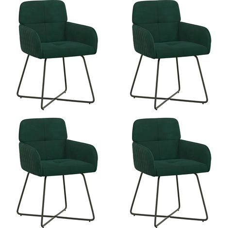 Maison Exclusive - Sedie da pranzo 4 pz Velluto Verde Scuro 59 x 56,5 x 86 cm (1/5)