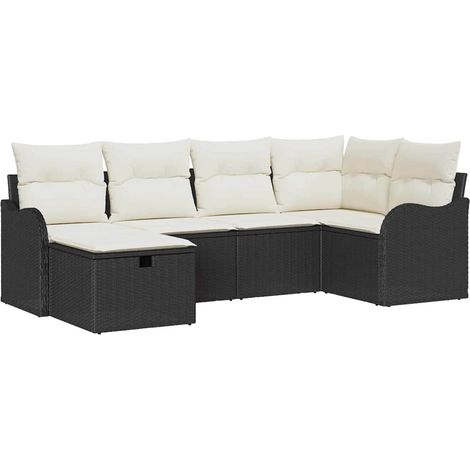 Maison Exclusive - Set Divano da Giardino con cuscino 6 pcs Nero Poly Rattan