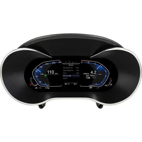 Cruscotto digitale, schermo LED da 12,3 pollici, connettività USB, nero