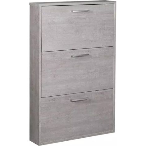 Scarpiera Salvaspazio 3 Ante 9 Paia 65x15x99,6 cm in Truciolare Nobilitato Cemento (1/5)