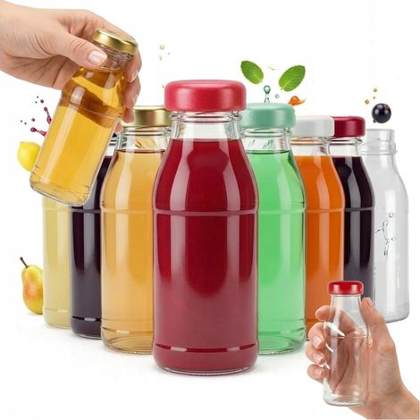 Lot de 10 bouteilles en verre de 125 ml avec bouchon pour jus et sirop. (1/5)