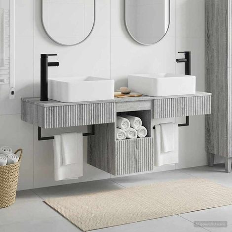 vidaXL Bathroom Cabinet Set 3 pcs Grey Sonoma 136 x 35 x 80 cm (1/5)