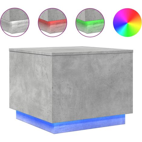 Mesa de centro de salón de diseño moderno con luces LED 50 x 50 x 40 cm madera de ingeniería gris DEC037661