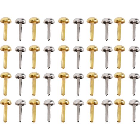 Clous à tête ronde à deux branches de 6 mm, en or et en argent, pour sacs, chaussures, chapeaux, accessoires vestimentaires clous à deux branches en forme de champignon à faire soi-même. (1/5)