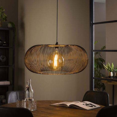 Suspension ronde 70x150 cm en métal gris et doré - AMP
