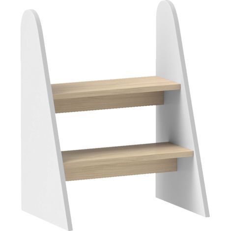 Marche pied enfant marchepied enfants 2 marches pour enfants 3 à 8 ans en bois charge max. 20 kg blanc (1/5)