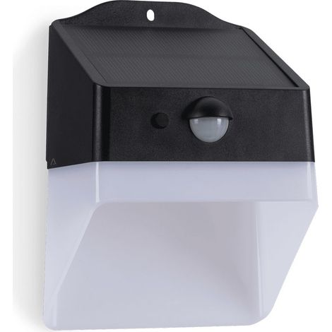 Applique murale Led d'extérieur solaire Noire 2WDétecteur de mouvement Angle120° IP65 ASLO (1/5)