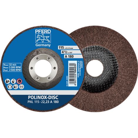 PFERD POLINOX Vlies-Schleifdisc PNL Ø 115 mm Bohrung-Ø 22,23 mm A180 für Feinschliff und Finish (1/5)