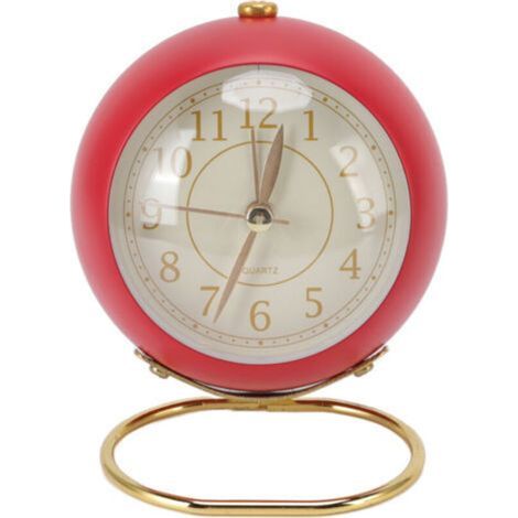 Réveil rétro silencieux, décoratif, Base ronde, petit réveil à Quartz avec veilleuse d'ambiance pour chambre à coucher (1/4)