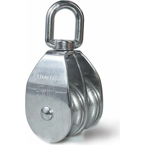 Bloc de Poulie Double - M50 - Acier Inoxydable 304 - Charge Maximale 400 kg - Pour Câble Métallique - Usage Maritime et Nautique - 1 Pièce (1/5)