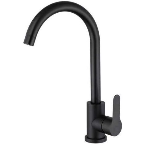 Robinet Lavabo Haut Pivotant à 360°, Robinet Lavabo Salle de Bain Monocommande avec Aérateur Démotable, Noir (1/5)