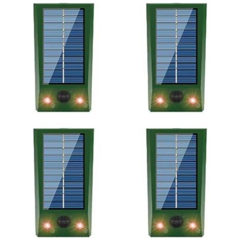 Répulsif solaire 4x pour animaux (chats, chiens, oiseaux, écureuils, ratons laveurs, lapins, renards, cerfs, etc.) avec détecteur de mouvement LED (1/4)