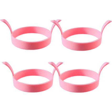 Bardusch - Lot de 4 cercles à œufs en silicone de 8 cm de diamètre, avec poignée, pour la cuisson des œufs au plat, muffins anglais, sandwichs et crêpes. (1/5)