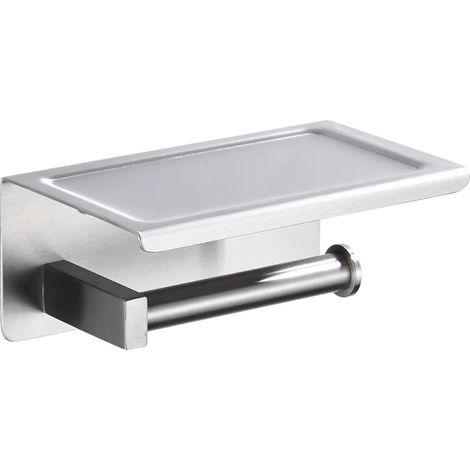 Toilettenpapierrollenhalter mit Ablage, aus silberfarbenem Edelstahl, rostfrei